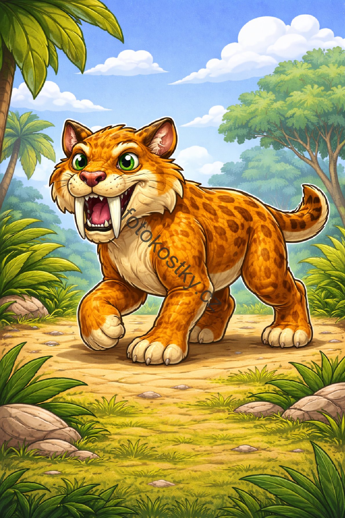 Saber tootý tygr v pravěké džungli